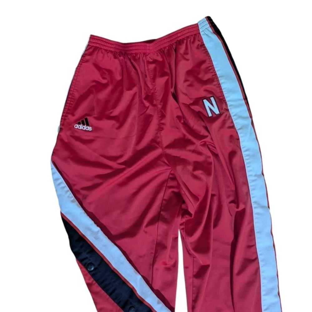 Vtg 90s Adidas Red/ Black Breakaway Retro basketball Nebraska Pants Sz XL - Picture 7 of 10